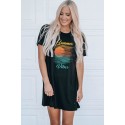 Black Summer Vibes Color Block Short Sleeve Mini Dress